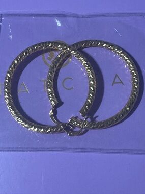 Gold Textured Hoop Earrings -